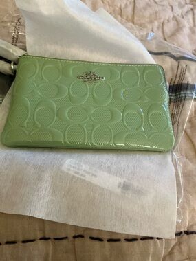 Coach Pale Green Corner Zip Wristlet